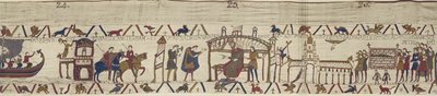 Earl Harold returns to England and visits King Edward the Confessor whose body is carried to the Church of St. Peter, Bayeux Tapestry by Unbekannt Unbekannt